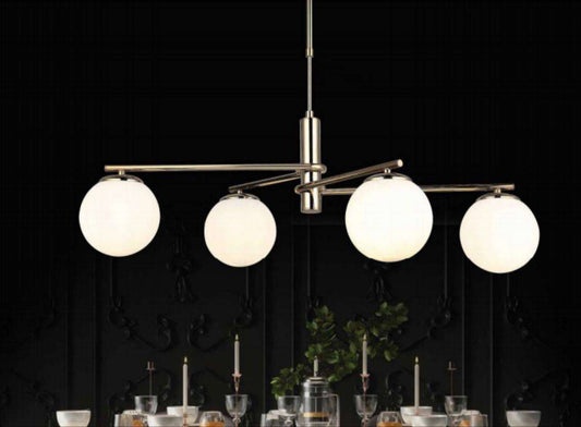 Lustra Suspendata SERILDA GOLDEN 4 Globuri Alb Mat