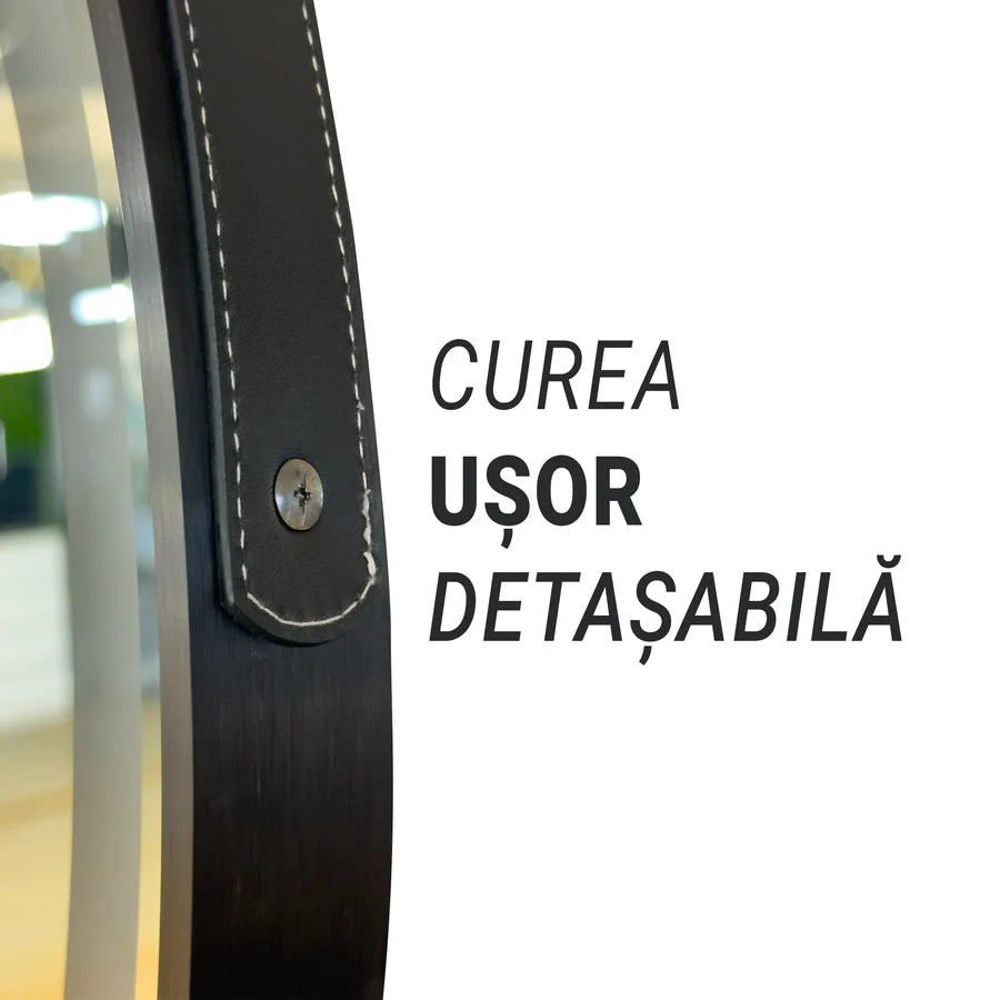 Oglinda LED Rotunda, 60cm, Premium Micah Senzor MotionGlow Marcello, Sistem Dezaburire, Ceas &amp; Termometru, Lupa Cosmetica, Dimabila