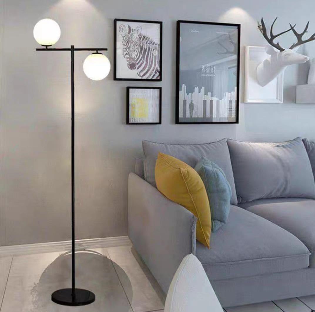 Lampadar Isolabella Black 157cm 2 Globuri Albe Mat