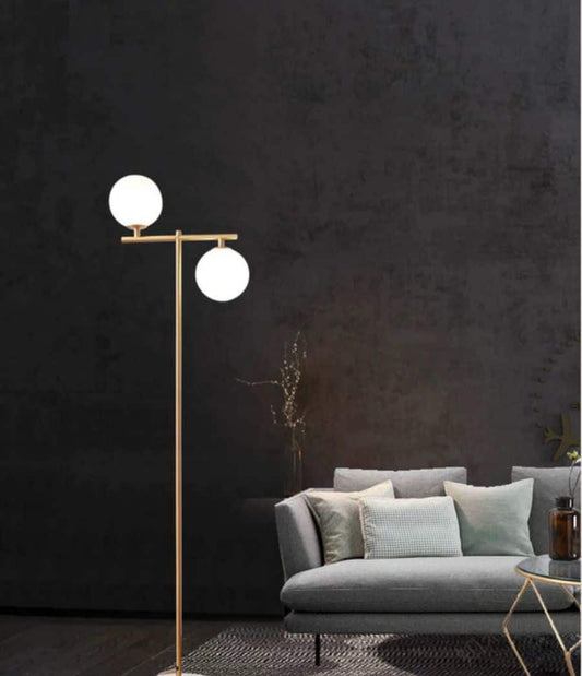 Lampadar Isabetta Gold 157cm 2 Globuri Albe Mat
