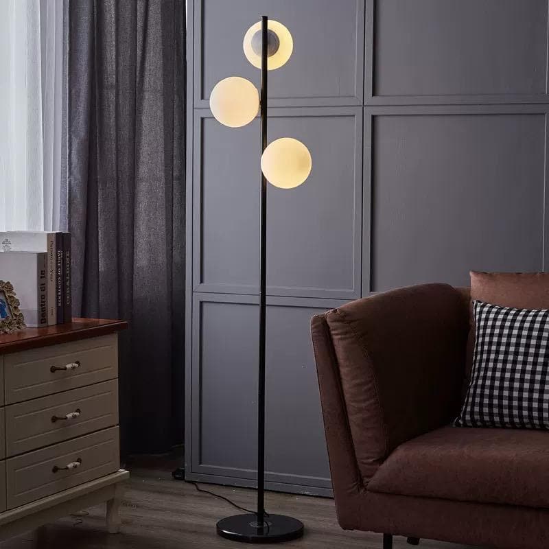 Lampadar Amaranta Black 160cm 3 Globuri Albe Mat