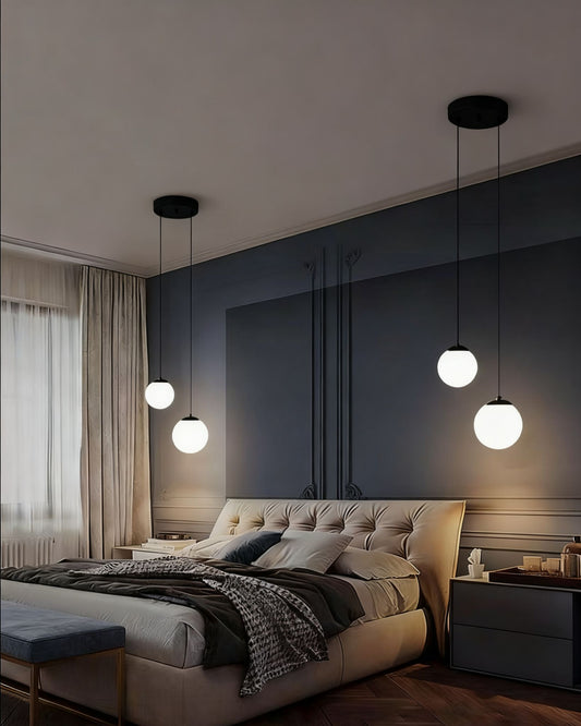 Lustra LED Emily Black 2 Globuri Mat Albe G9