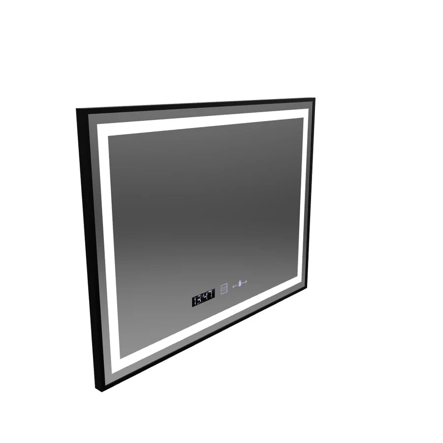 Oglinda LED Rectangulara, 100x80cm, Premium Verite Majeste Noir MotionGlow Marcello, Sistem Dezaburire, Ceas &amp; Termometru, Dimabila