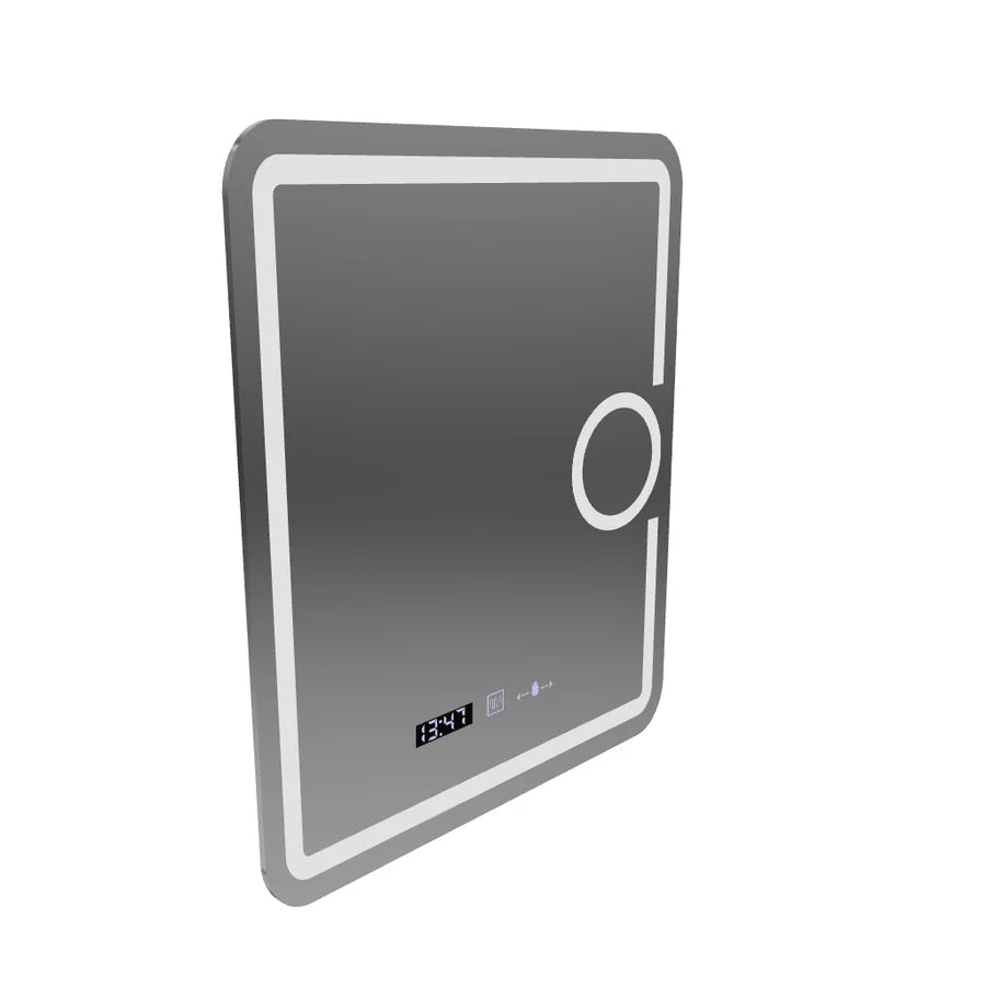 Oglinda LED Rectangulara, 75x90cm, Premium Eclat MotionGlow Marcello, Sistem Dezaburire, Ceas &amp; Termometru, Lupa Cosmetica, Dimabila