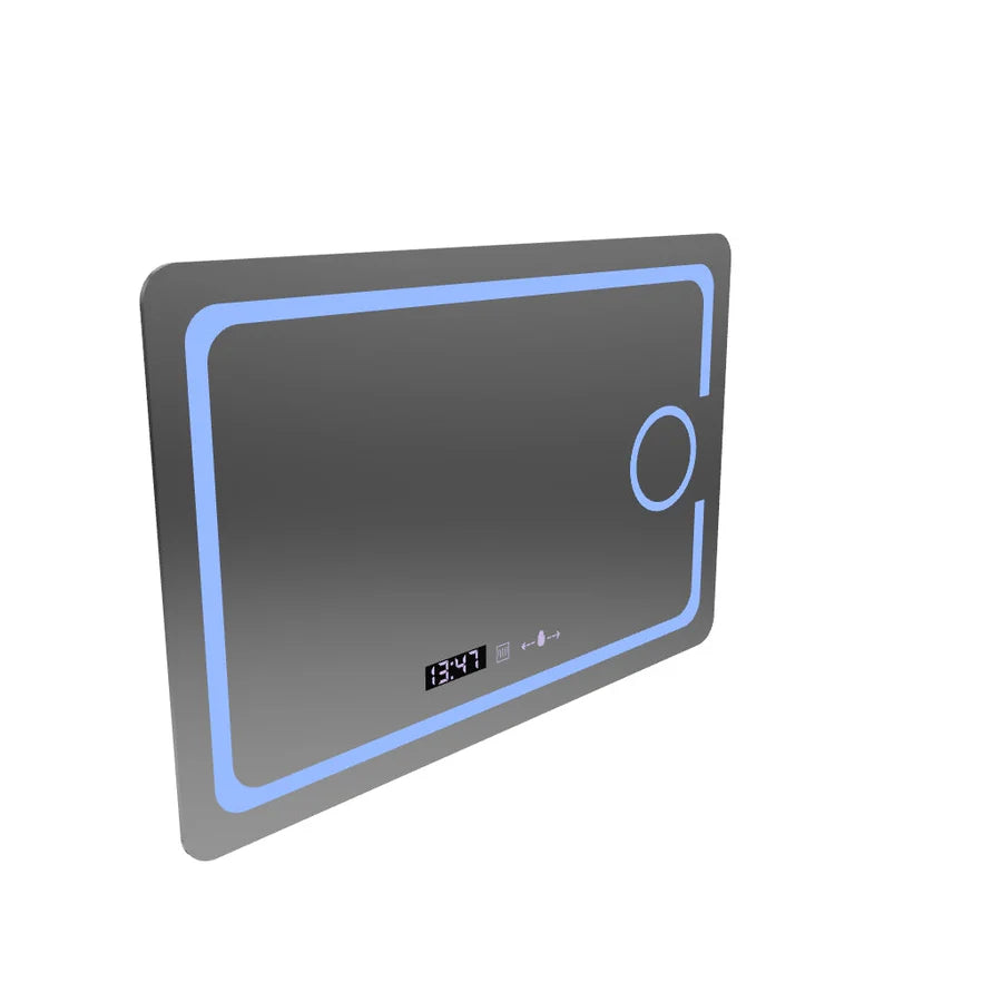 Oglinda LED Rectangulara, 120x80cm, Premium Eclat MotionGlow Marcello, Sistem Dezaburire, Ceas &amp; Termometru, Lupa Cosmetica, Dimabila