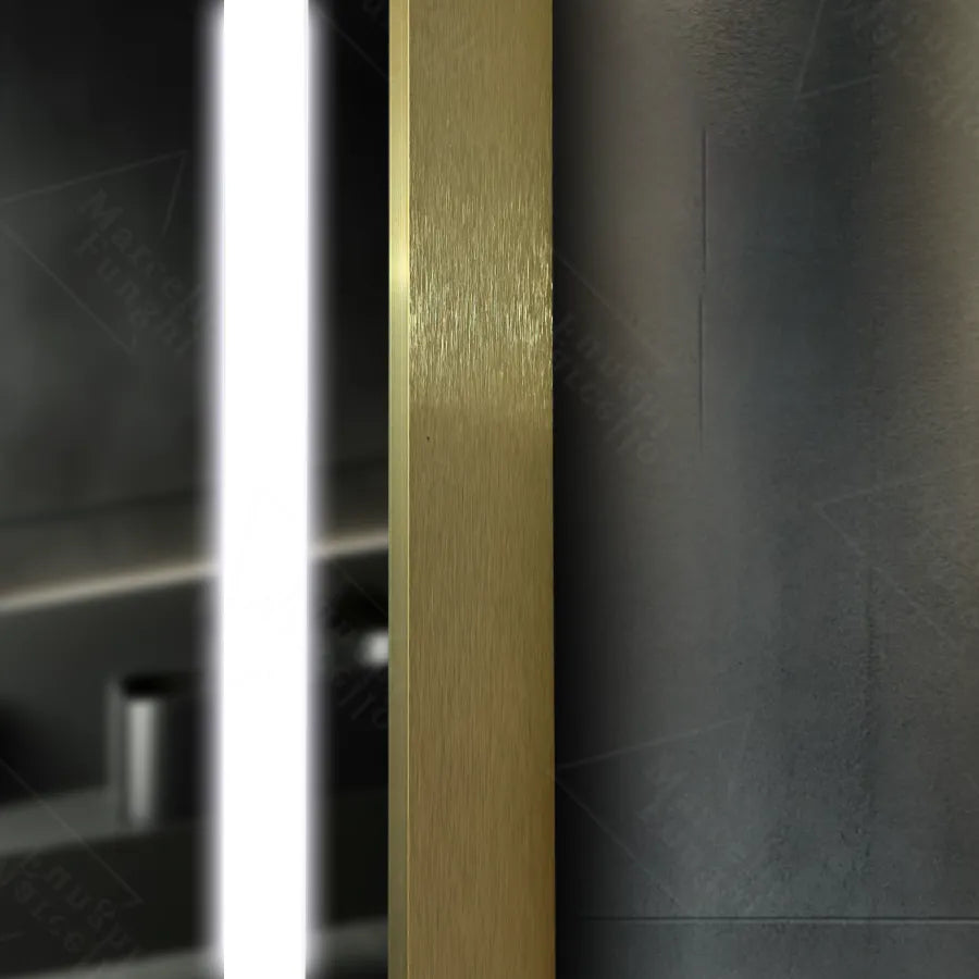 Oglinda LED Rectangulara, 60x80cm, Premium Verite Royale Gold MotionGlow Marcello, Sistem Dezaburire, Ceas &amp; Termometru, Dimabila