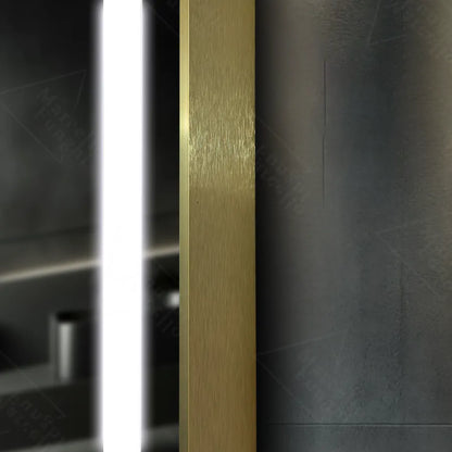 Oglinda LED Rectangulara, 60x80cm, Premium Verite Royale Gold MotionGlow Marcello, Sistem Dezaburire, Ceas &amp; Termometru, Dimabila