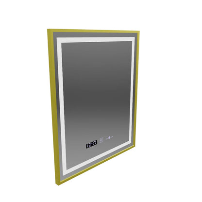 Oglinda LED Rectangulara, 75x90cm, Premium Verite Royale Gold MotionGlow Marcello, Sistem Dezaburire, Ceas &amp; Termometru, Dimabila