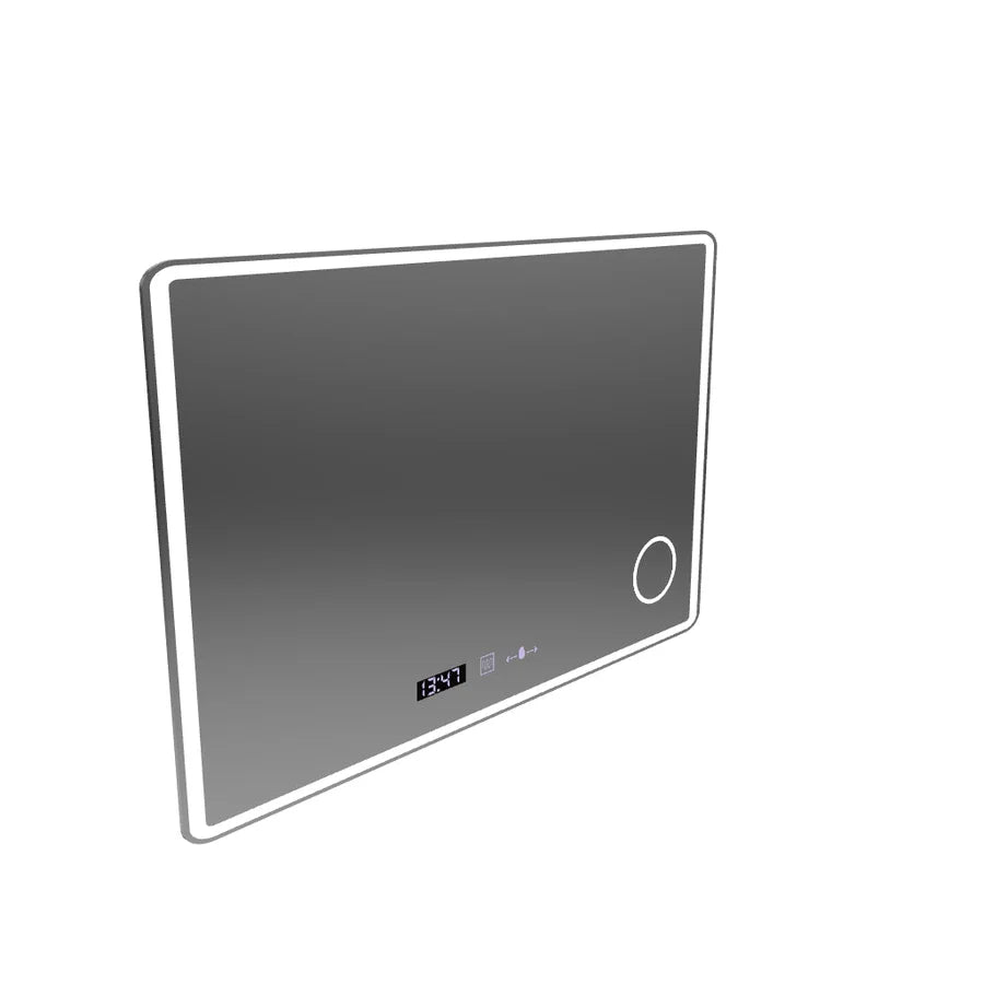 Oglinda LED Rectangulara 120x80 Premium Aura Riflesso Puro MotionGlow Marcello, Sistem Dezaburire, Termometru si Ceas, Dimabila