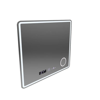Oglinda LED Rectangulara, 90x75cm, Premium Riflesso MotionGlow Marcello, Sistem Dezaburire, Ceas &amp; Termometru, Lupa Cosmetica, Dimabila