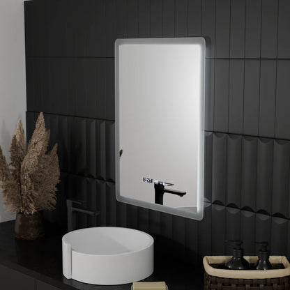 Oglinda LED Rectangulara, 50x70cm, Premium Zampa Senzor MotionGlow Marcello, Sistem Dezaburire, Ceas &amp; Termometru, Dimabila