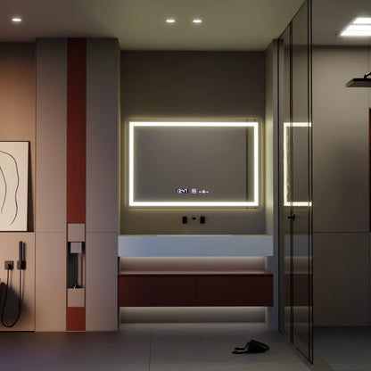 Oglinda LED Rectangulara 120x80cm Premium Verite MotionGlow Marcello, Sistem Dezaburire, Ceas &amp; Termometru, Dimabila