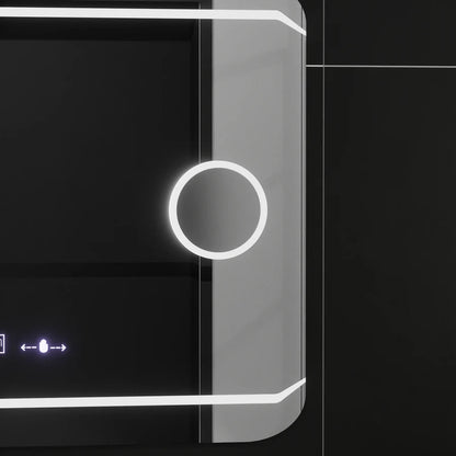 Oglinda LED Rectangulara, 80x60cm, Premium Stile MotionGlow Marcello, Sistem Dezaburire, Ceas &amp; Termometru, Lupa Cosmetica, Dimabila