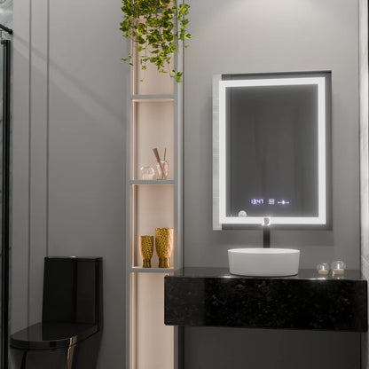 Oglinda LED Rectangulara, 60x80cm, Premium Verite MotionGlow Marcello, Sistem Dezaburire, Ceas &amp; Termometru, Dimabila