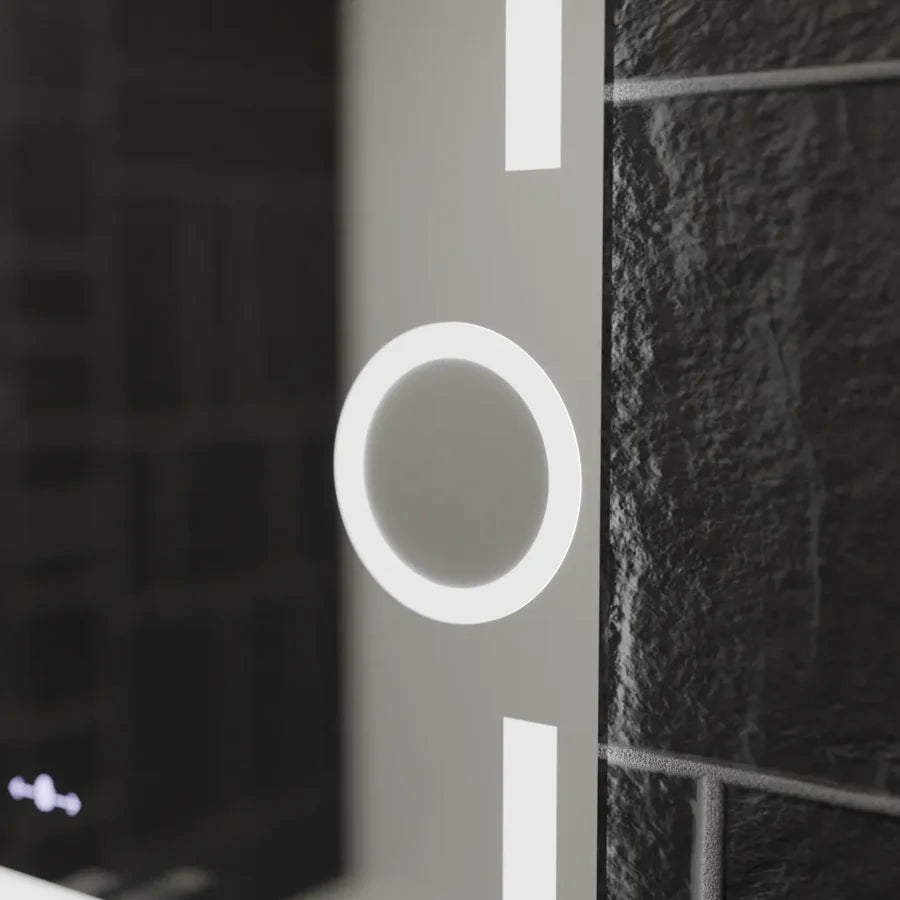 Oglinda LED Rectangulara, 80x60cm, Premium Eclat MotionGlow Marcello, Sistem Dezaburire, Ceas &amp; Termometru, Lupa Cosmetica, Dimabila