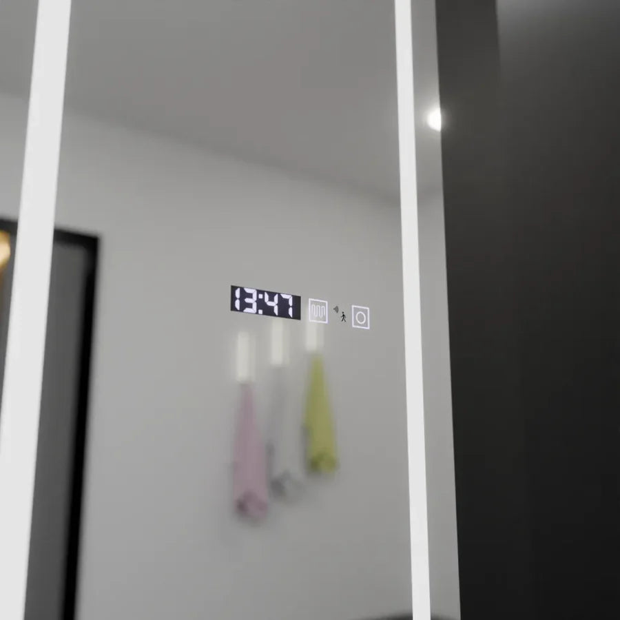 Oglinda LED Rectangulara, 45x140cm, Premium Giulia Senzor Radar Marcello, Sistem Dezaburire, Ceas &amp; Termometru, Dimabila, Dressing Couture