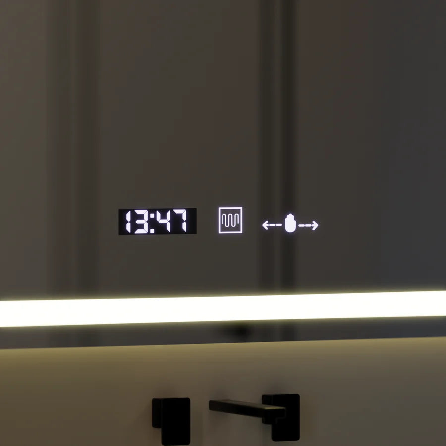 Oglinda LED Rectangulara 120x80cm Premium Verite MotionGlow Marcello, Sistem Dezaburire, Ceas &amp; Termometru, Dimabila