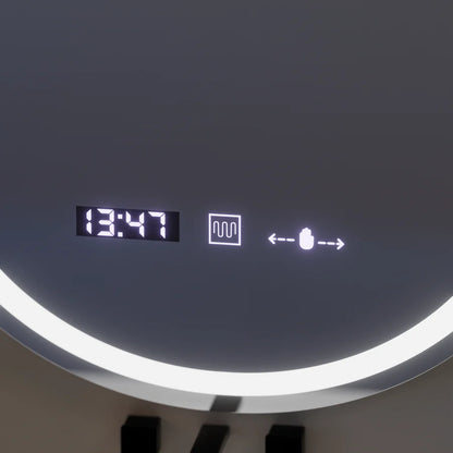 Oglinda LED Ovala, 50x80cm, Premium Eminence MotionGlow Marcello, Sistem Dezaburire, Ceas &amp; Termometru, Dimabila