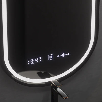 Oglinda LED Ovala, 50x80cm, Premium Alessia MotionGlow Marcello, Sistem Dezaburire, Ceas &amp; Termometru, Dimabila