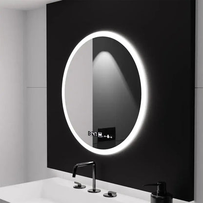 Oglinda LED Rotunda, 70cm, Premium Elysee MotionGlow Marcello, Sistem Dezaburire, Ceas &amp; Termometru, Dimabila