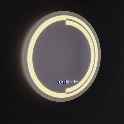 Oglinda LED Rotunda, 60cm, Premium Senzor MotionGlow Consuel Marcello, Sistem Dezaburire, Ceas &amp; Termometru, Dimabila