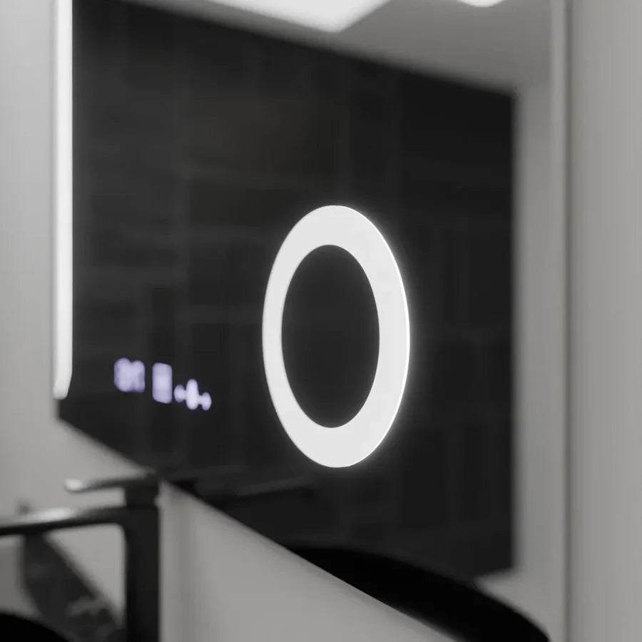 Oglinda LED Rectangulara, 100x80cm, Premium Precision MotionGlow Marcello, Sistem Dezaburire, Ceas &amp; Termometru, Lupa Cosmetica, Dimabila