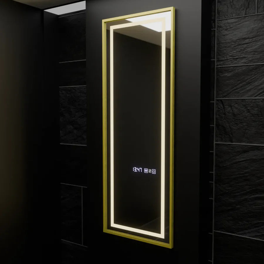 Oglinda LED Rectangulara, 45x140cm, Premium Elena Senzor Radar Marcello, Sistem Dezaburire, Ceas &amp; Termometru, Dimabila, Dressing Couture