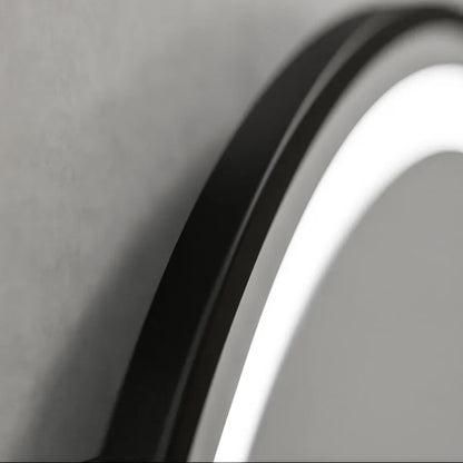 Oglinda LED Rotunda, 60cm, Premium Celeste Majeste Noir Eleve MotionGlow Marcello, Sistem Dezaburire, Ceas &amp; Termometru, Dimabila