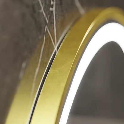 Oglinda LED Rotunda, 70cm, Premium Celeste Royale Gold MotionGlow Marcello, Sistem Dezaburire, Ceas &amp; Termometru, Dimabila