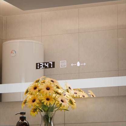 Oglinda LED Rectangulara, 80x60cm, Premium Verite MotionGlow Marcello, Sistem Dezaburire, Ceas &amp; Termometru, Dimabila