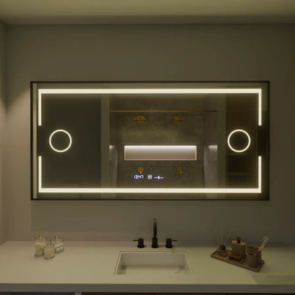 Oglinda LED Rectangulara, 160x80cm, Premium, Senzor Motion Glow Marcello, Sistem Dezaburire, Ceas &amp; Termometru, Lupa Cosmetica, Dimabila