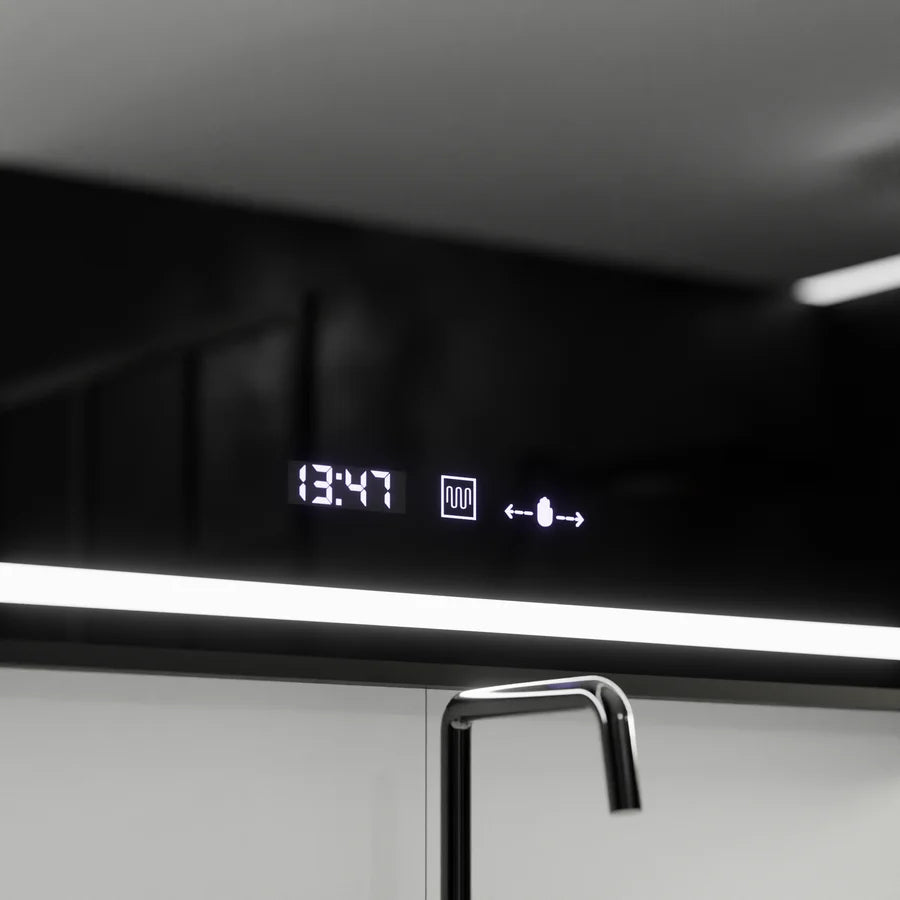 Oglinda LED Rectangulara, 120x80cm, Premium Verite Majeste Noir Motion Glow Marcello, Sistem Dezaburire, Ceas &amp; Termometru, Dimabila