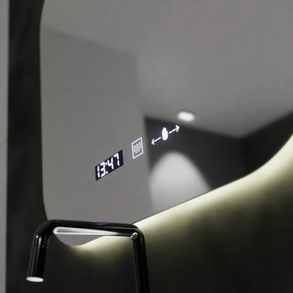 Oglinda LED Rectangulara 60x60 Premium Aura Riflesso Puro MotionGlow Marcello, Sistem Dezaburire, Termometru si Ceas, Dimabila
