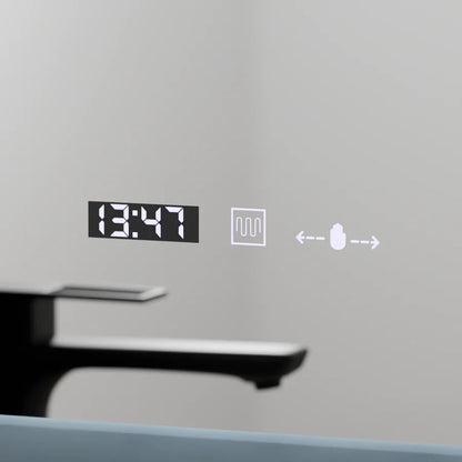 Oglinda LED Rectangulara, 50x70cm, Premium Zampa Senzor MotionGlow Marcello, Sistem Dezaburire, Ceas &amp; Termometru, Dimabila