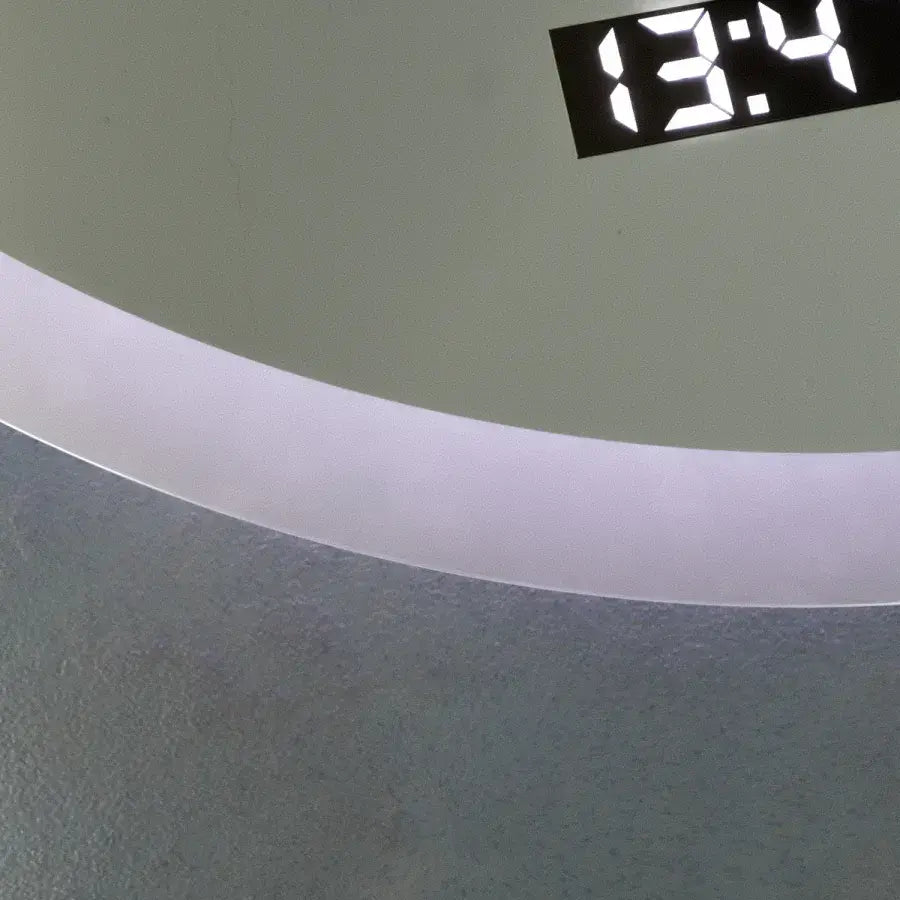 Oglinda LED Rotunda, 70cm, Premium Elysee MotionGlow Marcello, Sistem Dezaburire, Ceas &amp; Termometru, Dimabila