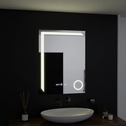 Oglinda LED Rectangulara, 60x80cm, Premium Precision MotionGlow Marcello, Sistem Dezaburire, Ceas &amp; Termometru, Lupa Cosmetica, Dimabila