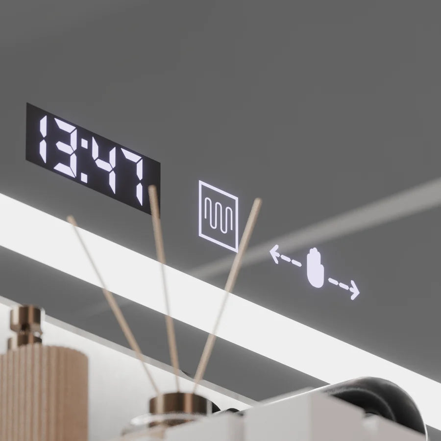 Oglinda LED Rectangulara, 120x60cm, Premium Verite MotionGlow Marcello, Sistem Dezaburire, Ceas &amp; Termometru, Dimabila