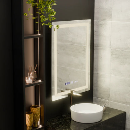 Oglinda LED Rectangulara, 60x80cm, Premium Verite MotionGlow Marcello, Sistem Dezaburire, Ceas &amp; Termometru, Dimabila