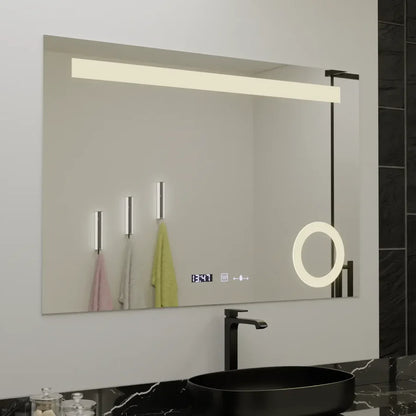 Oglinda LED Rectangulara, 80x60cm, Premium ABSOLU MotionGlow Marcello, Sistem Dezaburire, Ceas &amp; Termometru, Lupa Cosmetica, Dimabila