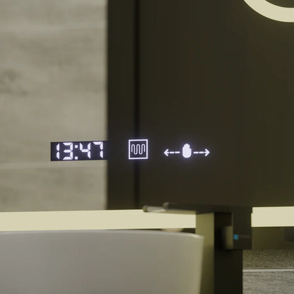 Oglinda LED Rectangulara, 75x90cm, Premium Eclat MotionGlow Marcello, Sistem Dezaburire, Ceas &amp; Termometru, Lupa Cosmetica, Dimabila