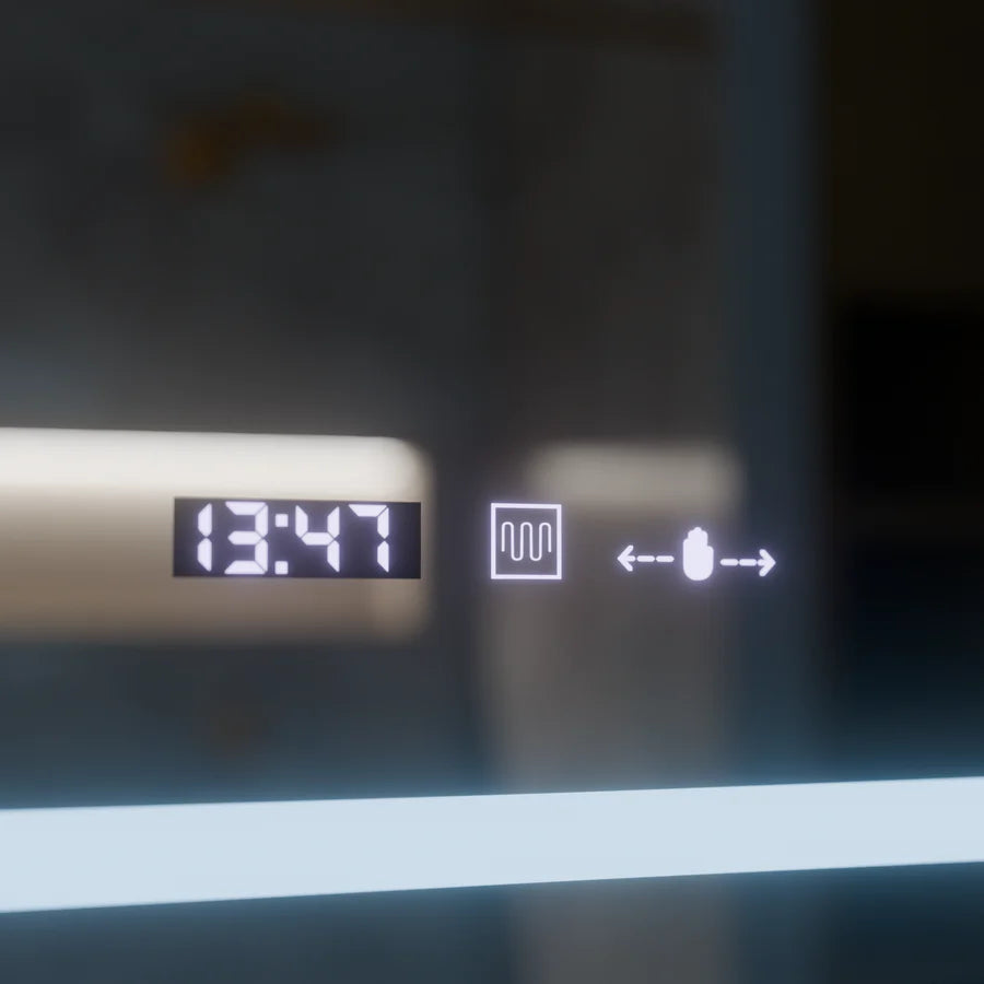 Oglinda LED Rectangulara, 160x80cm, Premium, Senzor Motion Glow Marcello, Sistem Dezaburire, Ceas &amp; Termometru, Lupa Cosmetica, Dimabila