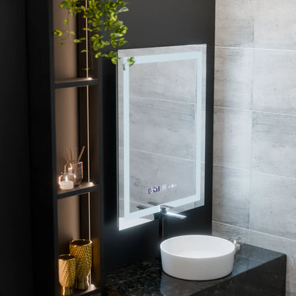 Oglinda LED Rectangulara, 60x80cm, Premium Verite MotionGlow Marcello, Sistem Dezaburire, Ceas &amp; Termometru, Dimabila