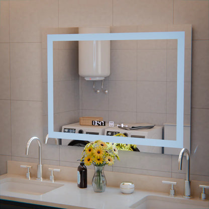 Oglinda LED Rectangulara, 80x60cm, Premium Verite MotionGlow Marcello, Sistem Dezaburire, Ceas &amp; Termometru, Dimabila