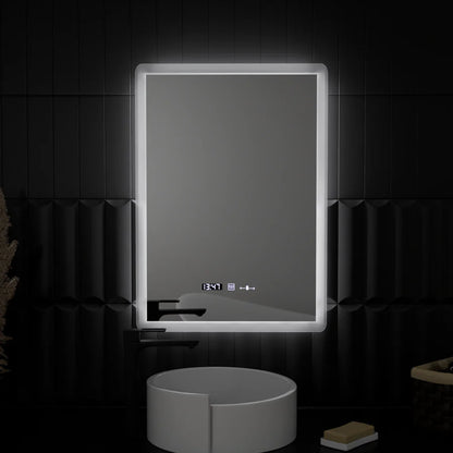Oglinda LED Rectangulara, 50x70cm, Premium Zampa Senzor MotionGlow Marcello, Sistem Dezaburire, Ceas &amp; Termometru, Dimabila