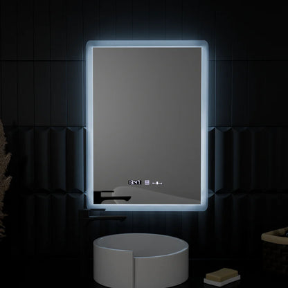 Oglinda LED Rectangulara, 50x70cm, Premium Zampa Senzor MotionGlow Marcello, Sistem Dezaburire, Ceas &amp; Termometru, Dimabila