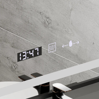 Oglinda LED Rectangulara, 60x80cm, Premium Verite Majeste Noir Motion Glow Marcello, Sistem Dezaburire, Ceas &amp; Termometru, Dimabila